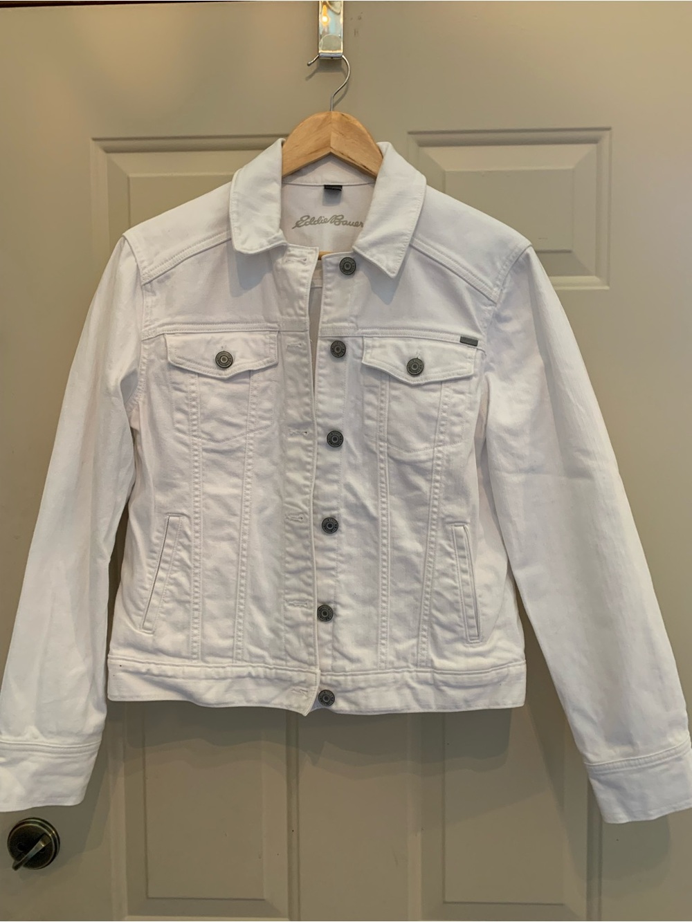 Eddie Bauer White Denim Jacket - Women's Classic Button-Front